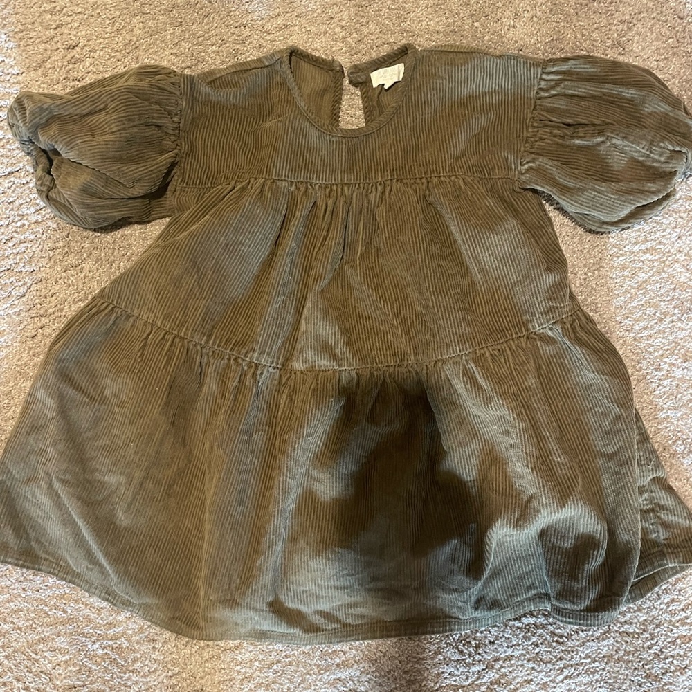 Kids Casual Corduroy Dress - Olive Green The Simple Folk
